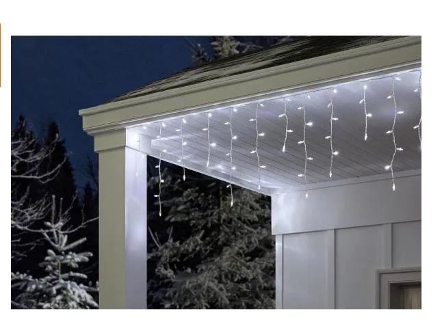 Photo 1 of 17.5 ft. 200-Light Cool White Dome LED Icicle Lights
