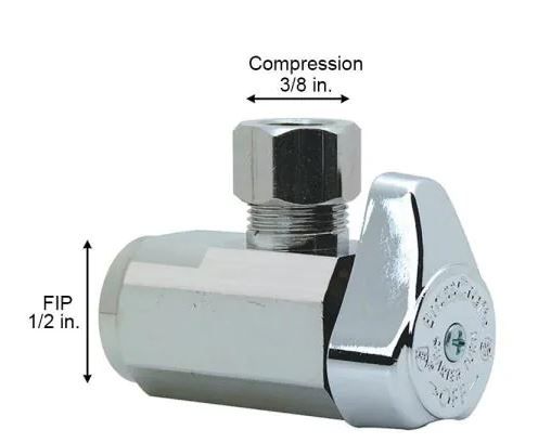 Photo 1 of 1/2 in. FIP Inlet x 3/8 in. Compression Outlet 1/4-Turn Angle Valve
