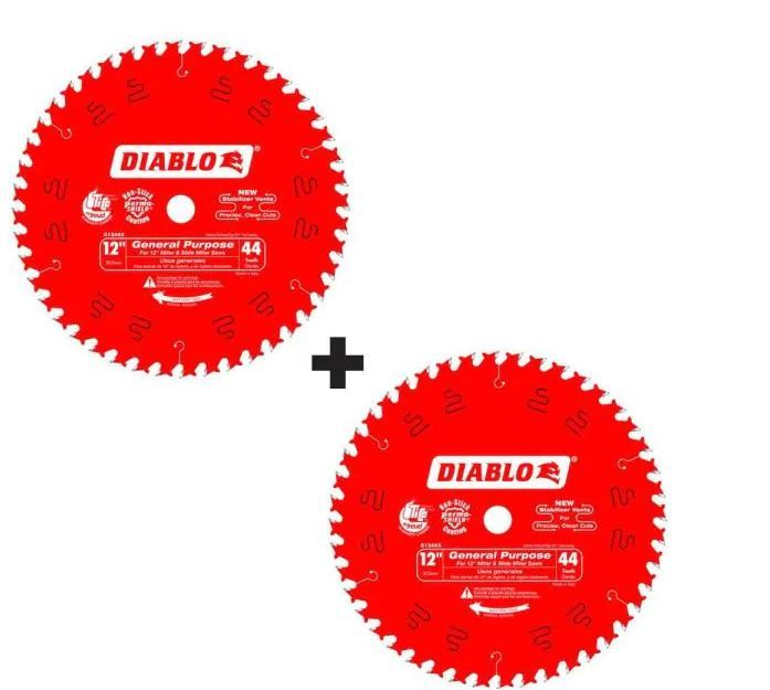 Photo 1 of 12 in. x 44-Tooth General Purpose Circular Saw Blade Value Pack (2-Pack)
