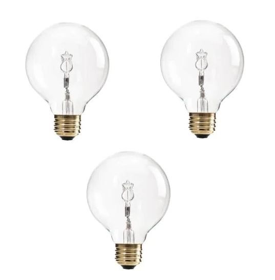 Photo 1 of 2 pack - 60-Watt Equivalent G25 Halogen Clear Decorative Globe Light Bulb (3-Pack)
