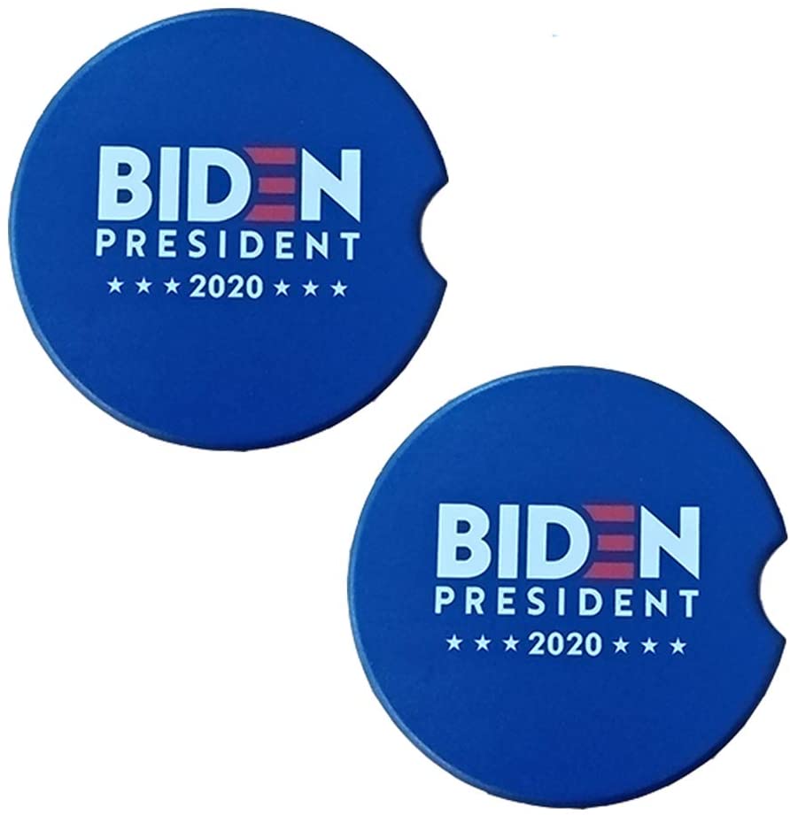 Photo 1 of Car Coasters for cup holder Biden president 2020 Small 2.56" Funny Car Coaster Absorbent Ceramic Stone Car Coaster Funny Gifts for New Driver, Thanksgiving Day, Christmas set of 2