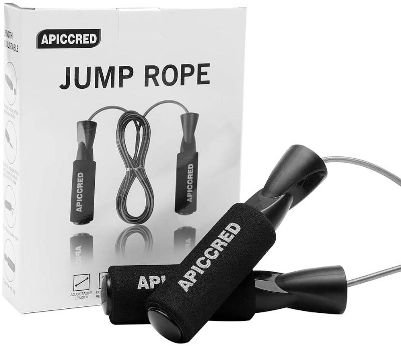 Photo 1 of 110 Inch Adjustable Speed Jump Rope with Carrying Pouch,Skipping Rope for Men, Women, and Kids, Tangle-Free with Ball Bearing, Memory Foam Handles ,Great for Workout Exercise Fitness