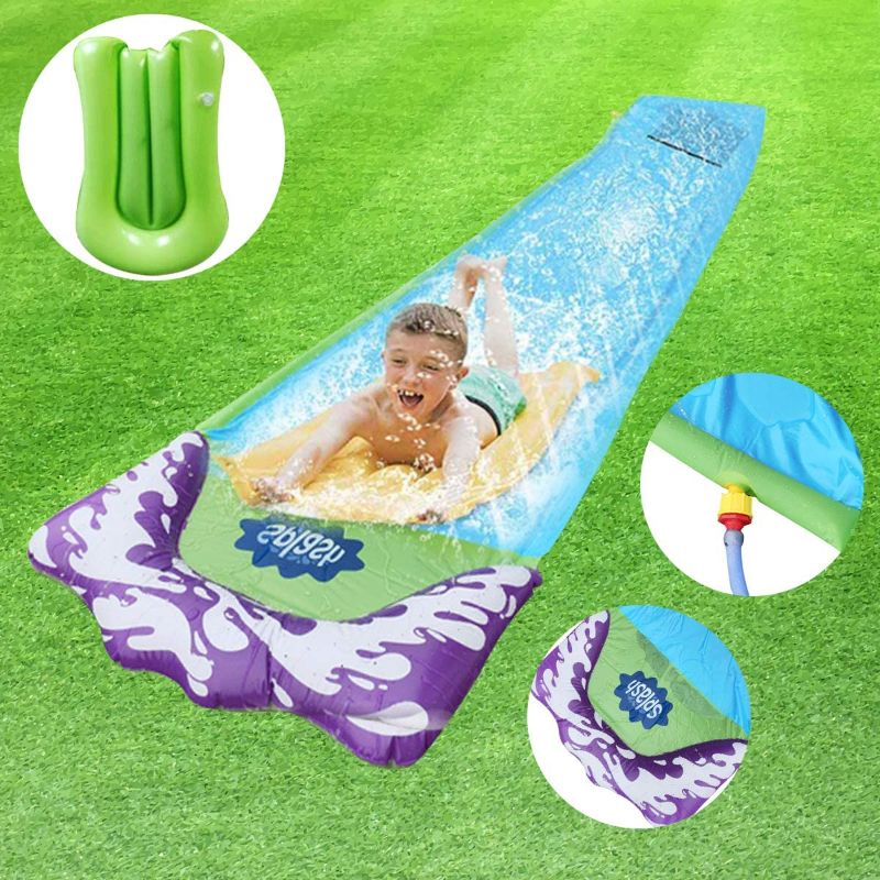 Photo 1 of Lawn Water Slide with Crash Pad - 190" X 28" Giant Blow Up Single Slides for Kids,Adults,3-In-1 Design Outdoor Toys As Water Slide, Slide, Sprinkler for Grass, Backyard, Summer Pool