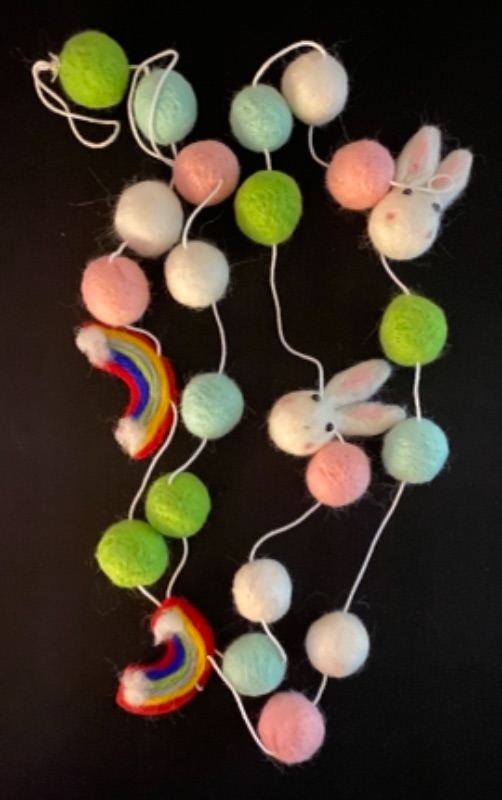 Photo 1 of Bunnies and Rainbows Easter Spring Felt PomPom Garland