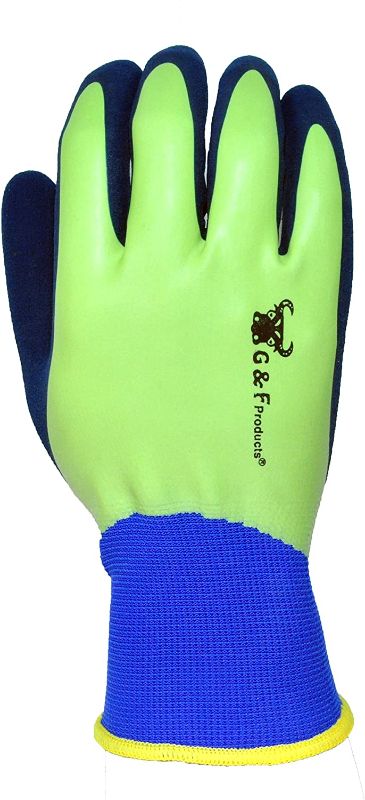 Photo 1 of G & F Products #1536 1 PAIR Aqua Gardening Men's Gloves with Double Microfoam Latex Water Resistant Palm?Men's Large Size