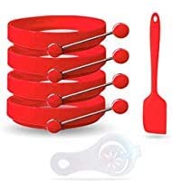 Photo 1 of All Prime Non Stick Silicone Egg Ring 4-Pack –Also Included ($9 Value) FREE Egg Separator Tool & Egg Spatula - Egg Ring- Egg Mold - Egg Rings for Frying Eggs - Pancake Rings - Pancake Mold