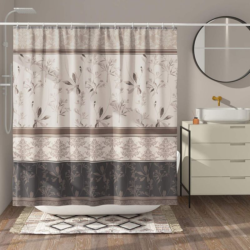 Photo 1 of DESIHOM Boho Floral Shower Curtain with 12 Metal Double Glide Hooks Vintage Rustic Flower Shower Curtain Antique Bathroom Shower Curtains Polyester 72x72 Inch