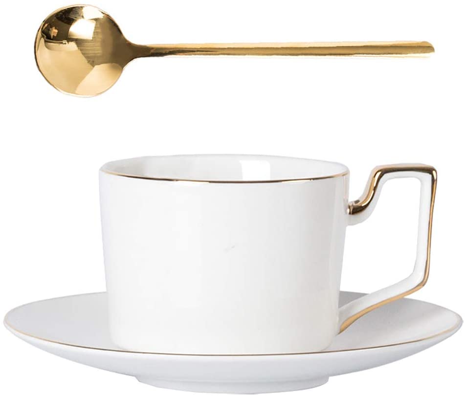 Photo 1 of Corikee 220ML 7.4 OZ Coffee Mug Set with A Tray and Gold Spoon