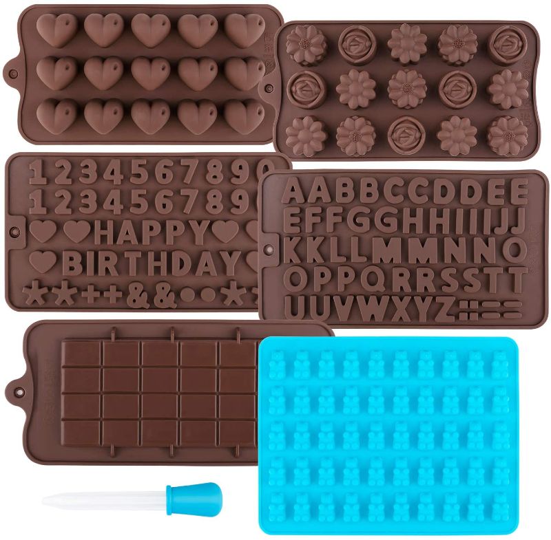 Photo 1 of Chocolate Molds-6 PCS, Reusable Candy Mold with Dropper for Chocolate, Candies, Cake Decoration