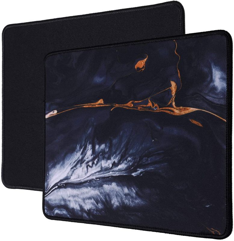 Photo 1 of Aelfox 2-Pack Gaming Mouse Pads with Stitched Edges, Premium-Textured Mouse Mat Pad, Non-Slip Mousepad for Wireless Mouse, Laptop, Computer, PC (Black+Porto Marble