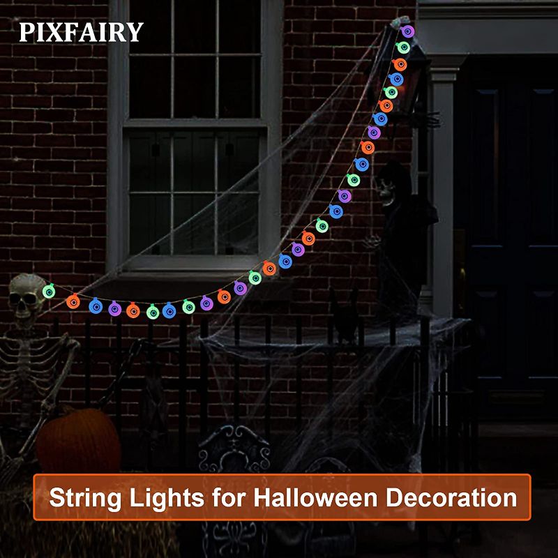 Photo 1 of Halloween Decorations String Lights, 30 LED Waterproof Cute Eyeball LED Holiday Lights for Outdoor Decor, 8 Modes Steady/Flickering Lights (Multi-Colored)