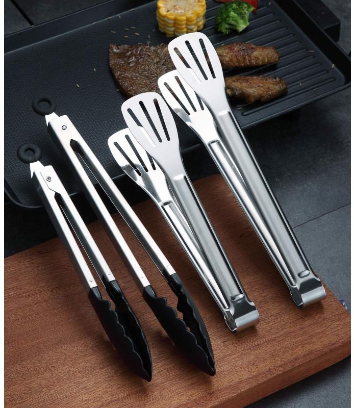 Photo 1 of Berglander Tongs For Cooking, Kitchen Tongs, Grill Tongs, Cooking Tongs, BBQ Tongs For Cooking With Silicone Tips, Serving Tongs Dishwasher Safe Pack of 4