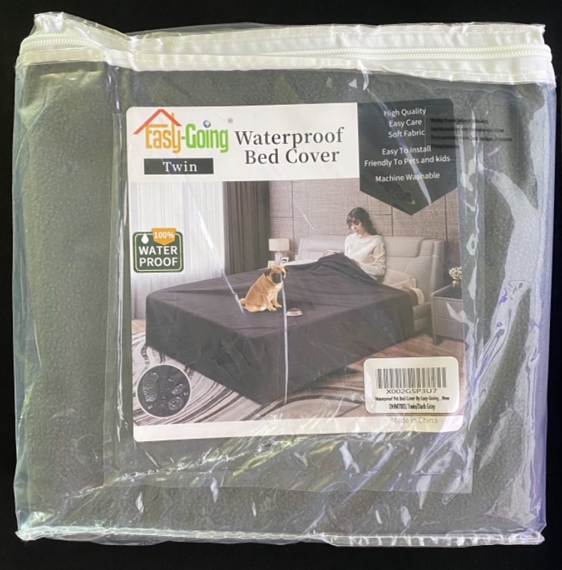 Photo 1 of Easly-Going Waterproof Bed Cover (Twin/Dark Gray)