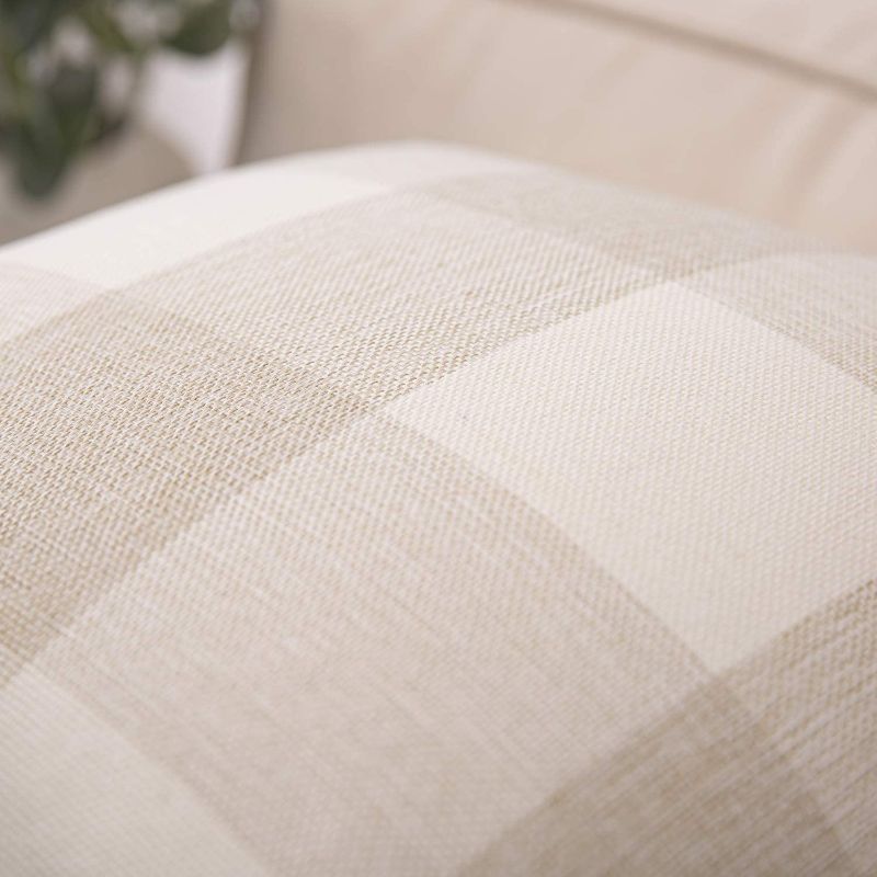 Photo 1 of Anickal Set of 2 Beige and White Buffalo Check Plaid Lumbar Oblong Rectangle Throw Pillow Covers Farmhouse Decorative 12x20 Inch
