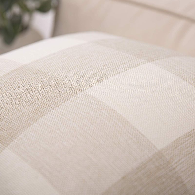 Photo 1 of Anickal Set of 2 Beige and White Buffalo Check Plaid Lumbar Oblong Rectangle Throw Pillow Covers Farmhouse Decorative 12x20 Inch