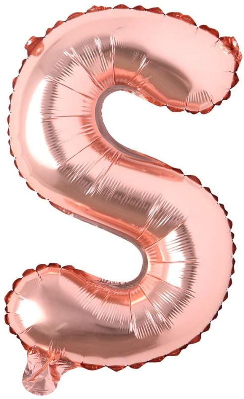 Photo 1 of 16" inch Single Rose Gold Alphabet Letter Number Balloons Aluminum Hanging Foil Film Balloon Wedding Birthday Party Decoration Banner Air Mylar Balloons (16 inch Rose Gold S)