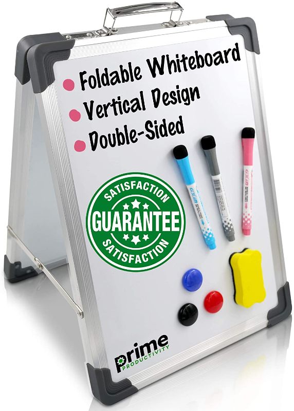 Photo 1 of Small Dry Erase White Board - 12” x 16” Vertical Magnetic Portable Whiteboard Double-Sided Desktop Foldable Whiteboards for Students Kids Classroom Home Office School