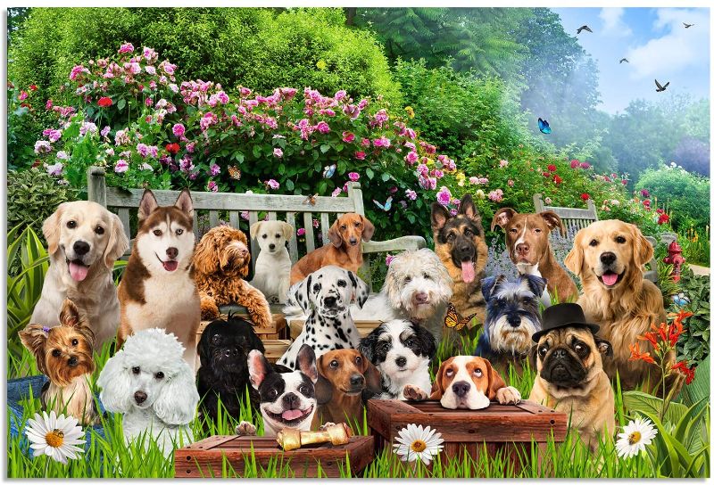 Photo 1 of Dog Puzzles for Adults 1000 Piece - Doggie Photoshoot in a Dog Park - Premium Quality 1000 Piece Puzzles for Adults, HD Image with Non Glare Finish, No Puzzle Residue