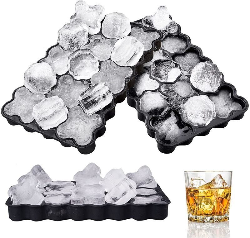 Photo 1 of Ice Cube Tray, Spightdex Ice Cube Molds Set of 2, Silicone Ice Cube Maker with Lid & Large Ice Molds for Whiskey and Cocktails or Homemade, Black (Dark Black)