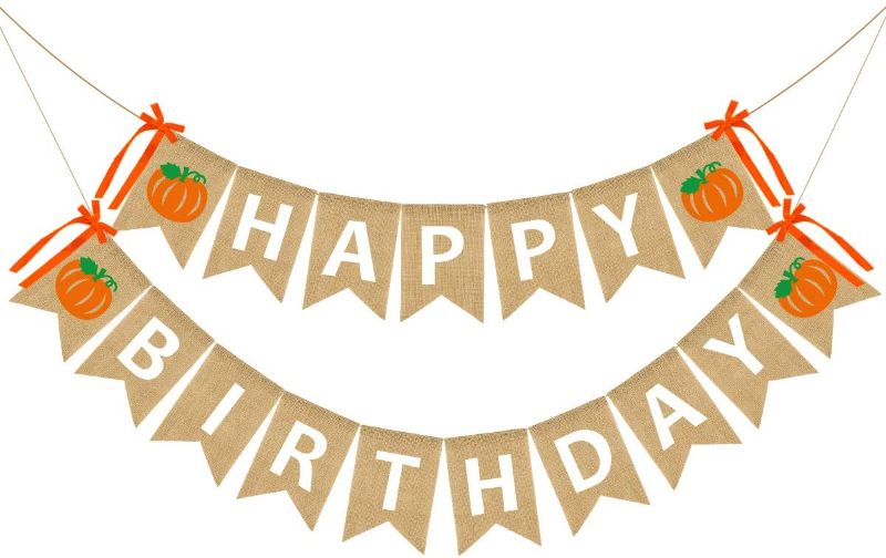 Photo 1 of Fall Pumpkin Happy Birthday Banner Burlap - 1st Birthday Pumpkin,Pumpkin Birthday Party Decorations,Pumpkin Birthday Decorations Girl,Pumpkin Birthday Banner