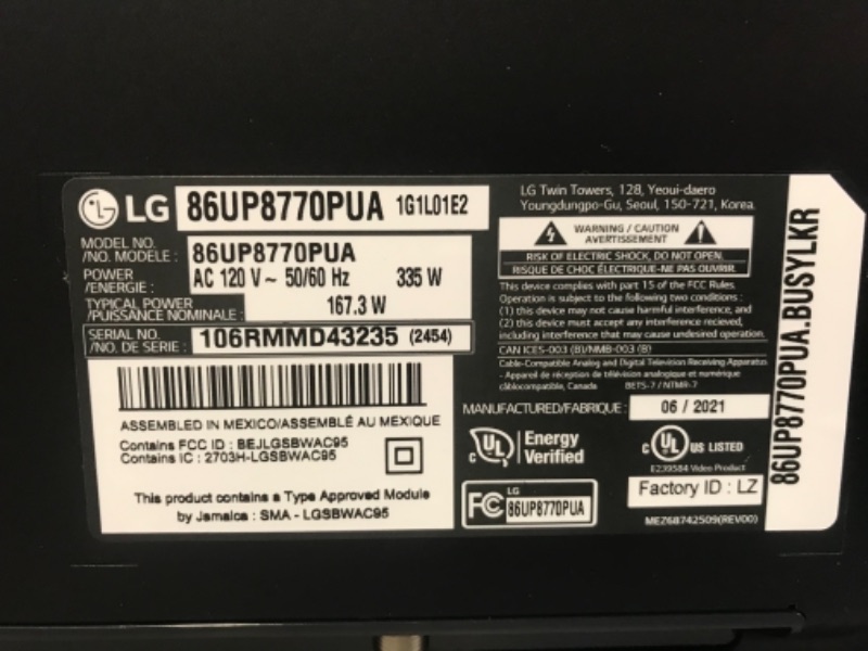 Photo 3 of LG UP8770 86-in 4K UHD 4K UHD 120Hz Smart TV 86UP8770PUA (2021)
