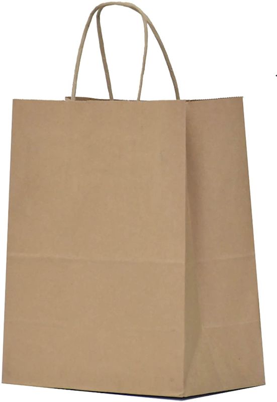 Photo 1 of 10x5x13 Kraft Paper Bags 100 Pcs Kraft Shopping Bags, Paper Gift Bags, Retail Bags, Recycled Bulk Paper Bags, Brown Paper Bags with Handles Bulk
