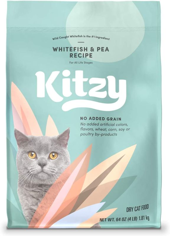 Photo 1 of 2 BAGS Amazon Brand – Kitzy Dry Cat Food, No Added Grains (Turkey/Whitefish & Pea Recipe) 4LB  BEST BY OCT 2021
