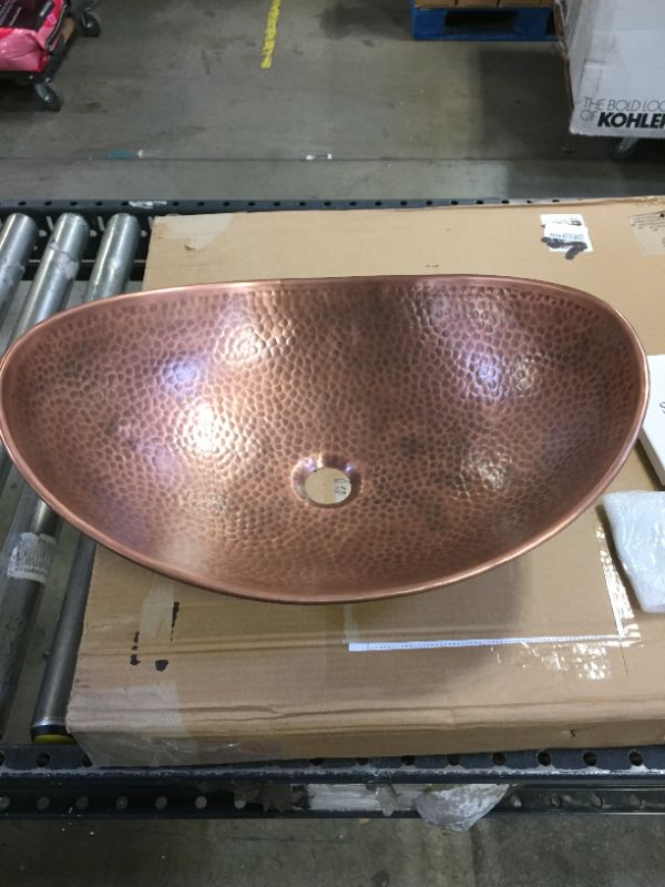 Photo 5 of Confucius 19 in. Copper Vessel Sink Handmade Pure Copper Sink in Antique Copper
