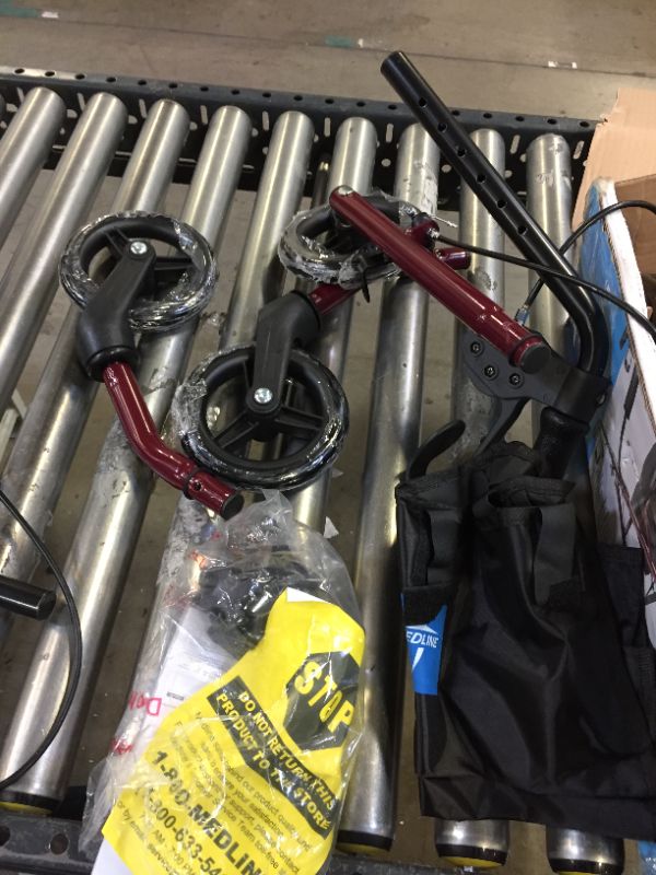 Photo 1 of Medline Rollator Walker with Seat, Steel Rolling Walker with 6-inch Wheels Supports up to 350 lbs, Medical Walker, Burgundy
