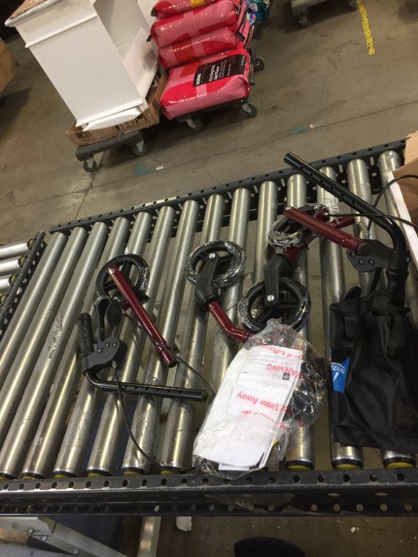Photo 1 of Medline Rollator Walker with Seat, Steel Rolling Walker with 6-inch Wheels Supports up to 350 lbs, Medical Walker, Burgundy
