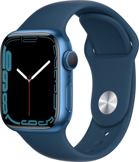 Photo 1 of Apple Watch Series 7 (GPS) 41mm Blue Aluminum Case with Abyss Blue Sport Band - Blue
