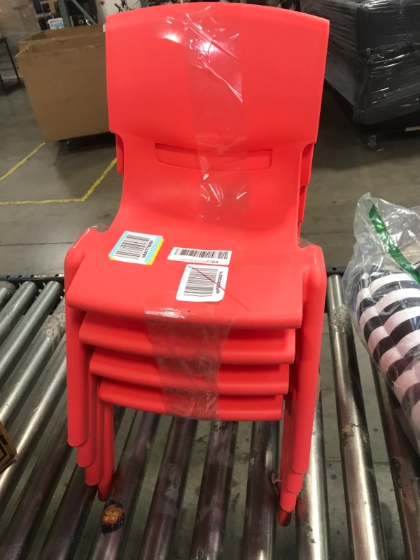 Photo 2 of Flash Furniture 4 Pack Red Plastic Stackable School Chair with 13.25'' Seat Height