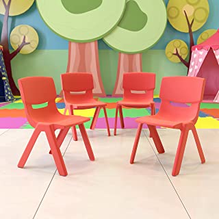 Photo 1 of Flash Furniture 4 Pack Red Plastic Stackable School Chair with 13.25'' Seat Height