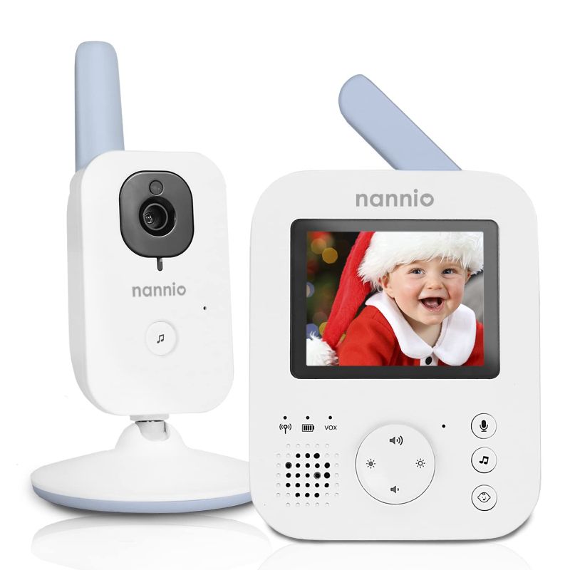 Photo 1 of nannio Hero2 Video Baby Monitor with Camera and Audio, Two-Way Talk, Auto Night Vision, Voice Activation (VOX), 5 Lullabies, 985ft Range, Long Battery Life, Plug-and-Play, Non-WiFi