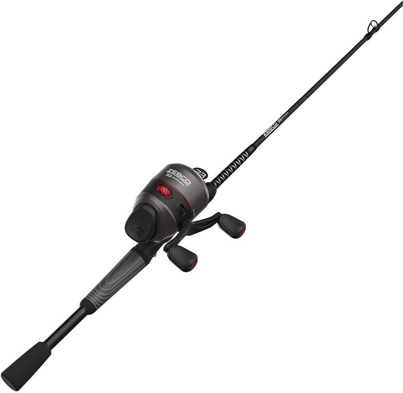 Photo 1 of Zebco 33 Rhino Tough Spincast Reel and 2-Piece Fishing Rod Combo, Durable E-Glass Rod with ComfortGrip Handle, Quickset Anti-Reverse Fishing Reel with Bite Alert  Style: 33 Max Rhino - 6.5 Foot   ONLY BOTTOM HALF OF ROD AND REEL... MISSING TOP HALF OF ROD