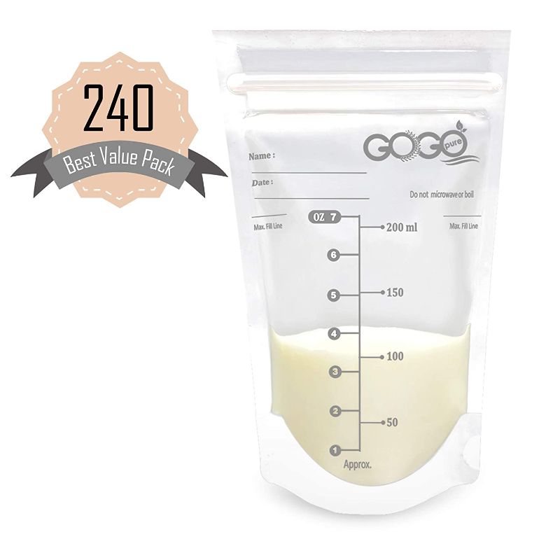 Photo 1 of 240 CT (4 Pack of 60 Bags) Best Value Pack Breastmilk Storage Bags - 7 OZ, Pre-Sterilized, BPA Free, Leak Proof Double Zipper Seal, Self Standing, for Refrigeration and Freezing - Only at Amazon
