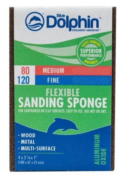 Photo 1 of 2-5/8 in. x 4 in. x 1 in. 80 Grit Medium/120 Grit Fine Sanding Sponge 4 pk 
