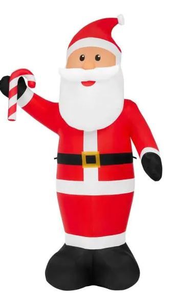 Photo 1 of 11 ft. Airblown Santa with Candy Cane Christmas Inflatable