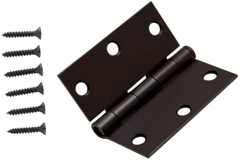Photo 1 of 3-1/2 in. Matte Black Square Corner Smooth Action Hinge (3-Pack)
