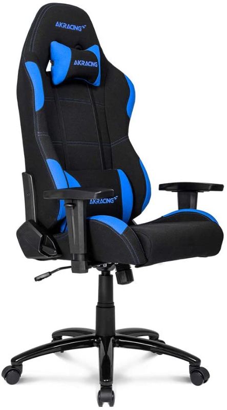 Photo 1 of AKRacing Core Series EX-Wide Gaming Chair with Wide Seat, High and Wide Backrest, Recliner, Swivel, Tilt, Rocker and Seat Height Adjustment Mechanisms with 5/10 warranty - Black/Blue
