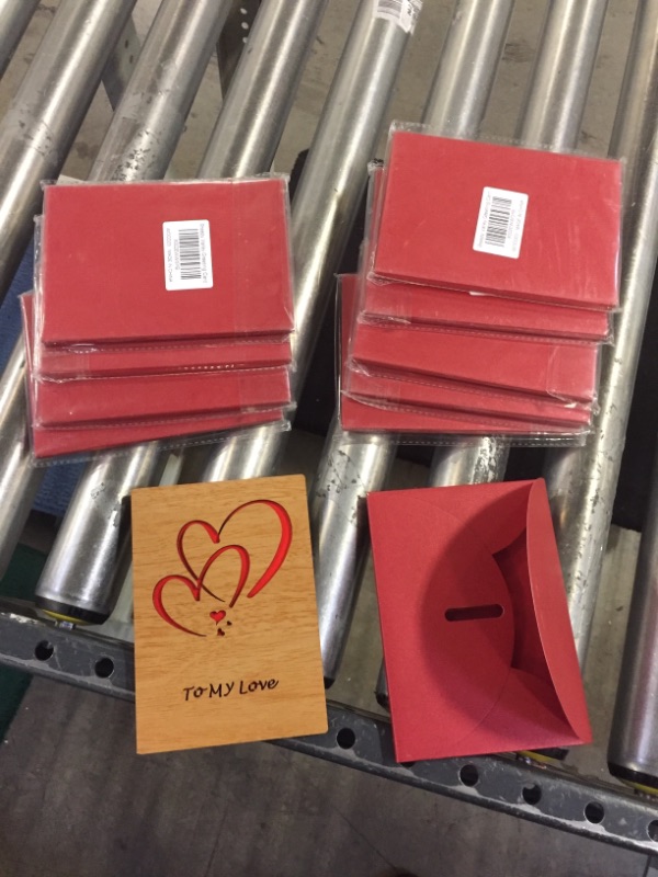 Photo 2 of 10 PACK Wooden Greeting Cards, Happy Valentines Day Card
