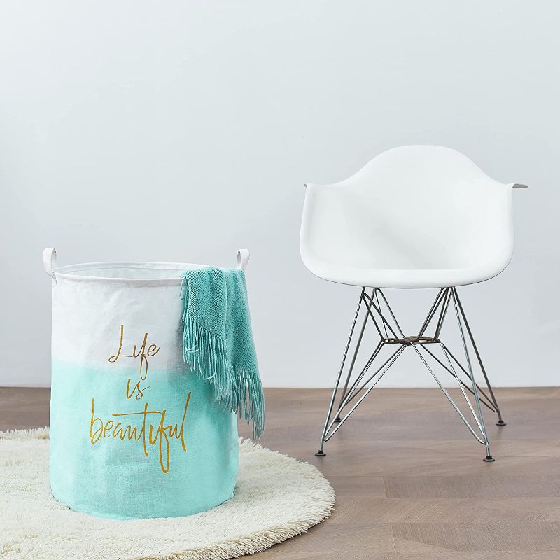 Photo 2 of 2 pack 19.7" Large Collapsible Laundry Basket (ONE Star Grey Unicorn) and ONE LIFE IS BEAUTIFUL
