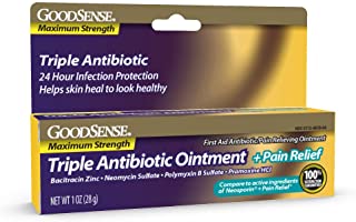 Photo 1 of 5 PACK GoodSense Maximum Strength Triple Antibiotic Ointment plus Pain Relief, Soothes Painful Cuts, Scrapes, and Burns, While Preventing Infection, 1 Ounce  BEST BY JAN 2022
