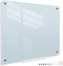 Photo 1 of 4 THOUGHT Glass Dry Erase Board Magnetic, Glass Whiteboard 24 x 18 Inches, Glass White Board with Pen Tray, Ultra White Surface, Frameless
