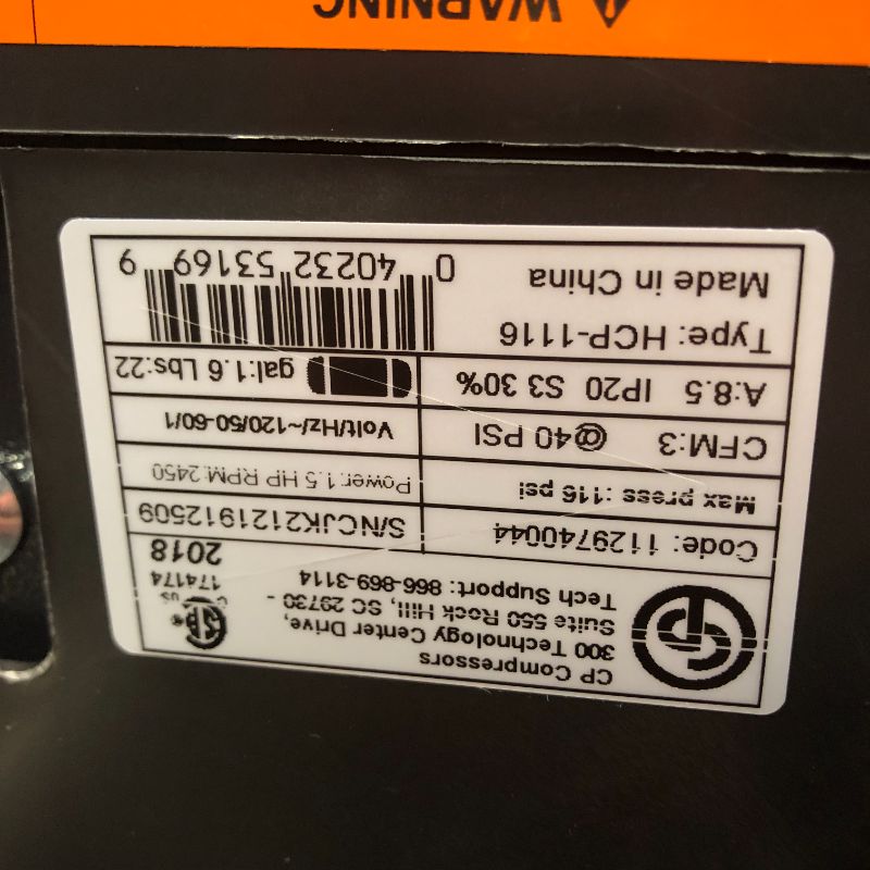 Photo 1 of CHICAGO PNEUMATIC EASY 1100 PORTABLE ELECTRIC AIR COMPRESSOR
