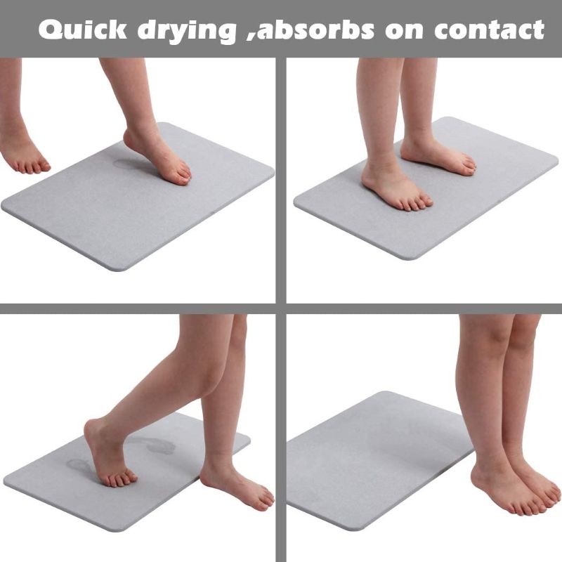 Photo 1 of Diatomaceous Earth Bath Mat Diatomite Fast Water Drying Diatom Mud Foot Pad Bathroom Floor Mats(Grey)
--1 piece