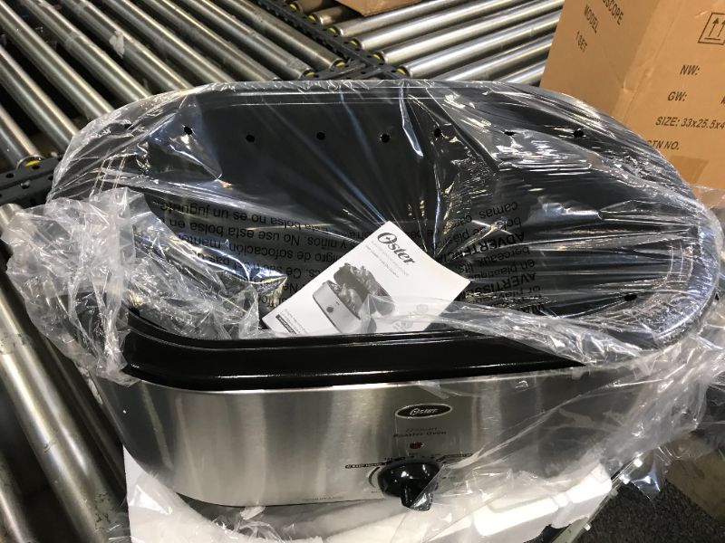 Photo 1 of 22 qt. Roaster Oven with Self-Basting Lid in Stainless Steel