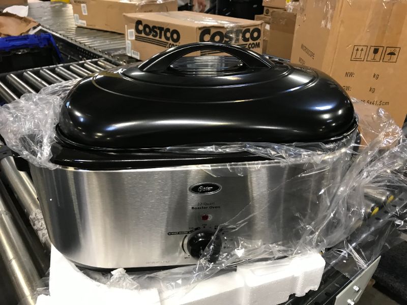 Photo 1 of 22 qt. Roaster Oven with Self-Basting Lid in Stainless Steel