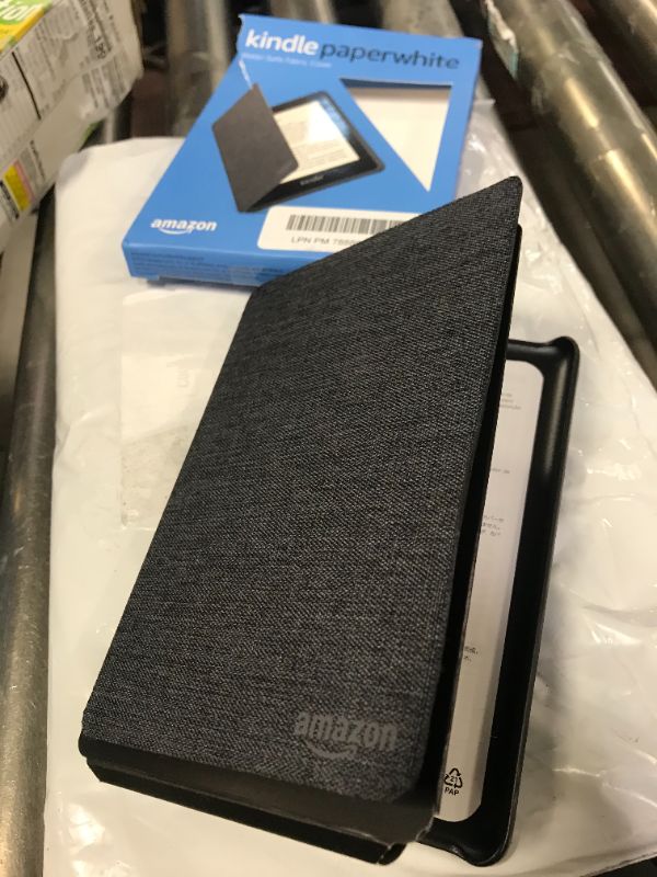 Photo 2 of Amazon - Flip cover for eBook reader - fabric - charcoal black - for All-new Kindle Paperwhite Wi-Fi
