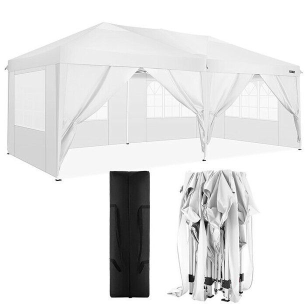 Photo 1 of 10'x20' White Outdoor Gazebo Canopy Wedding Party Tent 6 Removable Window Walls
